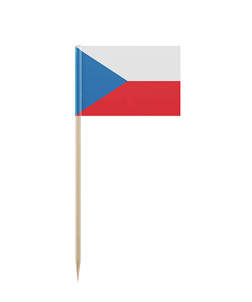 winzige tschechoslowakische flagge auf einem zahnstocher - tschechische flagge stock-fotos und bilder