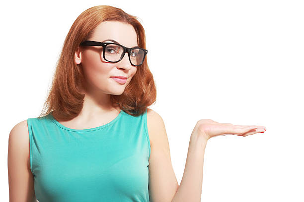 woman in glasses stock photo