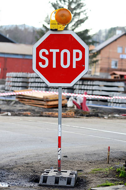 istock Temporarily placed traffic sign STOP 547518418