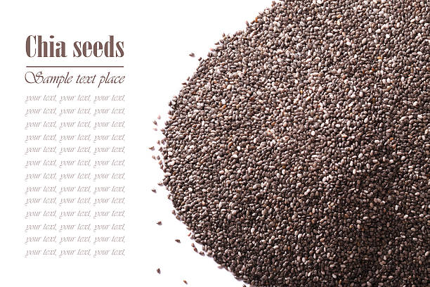 istock Chia seeds macro isolated on white. horizontal for the inscription 547520884