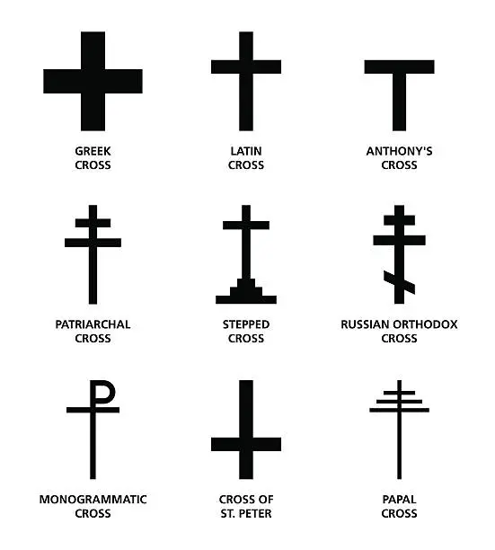 Vector illustration of Christian cross variants