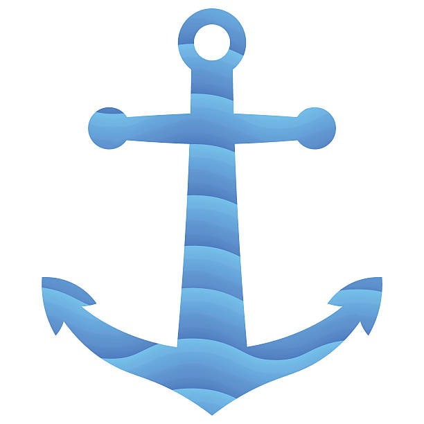 Blue anchor icon Flat anchor icon with sea waves gradient texture. Vector, eps 10. ballast stock illustrations