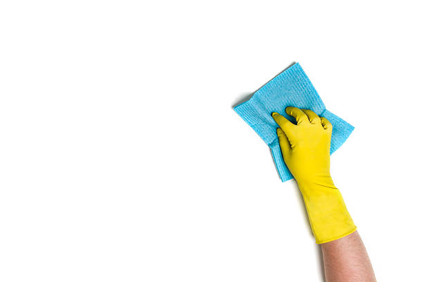 очистка рук на белом фоне - protective glove washing up glove cleaning latex стоковые фото и изображения
