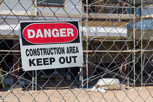istock Danger contruction area sign at a construction site 547527666