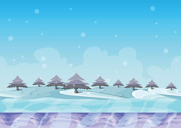 ilustrações de stock, clip art, desenhos animados e ícones de seamless cartoon vector snow landscape with separated layers - nature backgrounds video