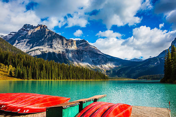 istock Red kayaks are dried upside down 547532622