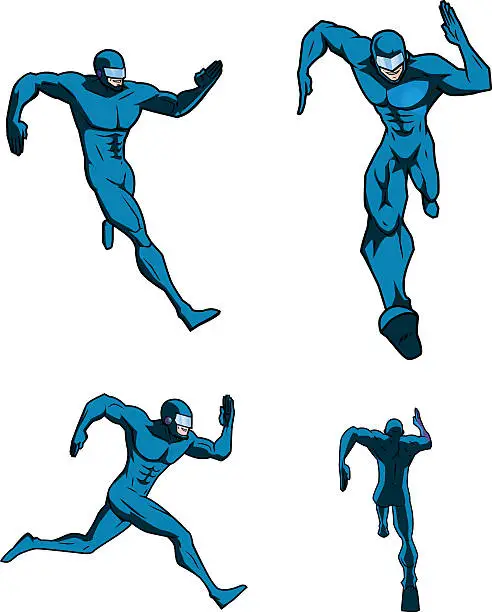 Vector illustration of Set of Running Superhero illustration