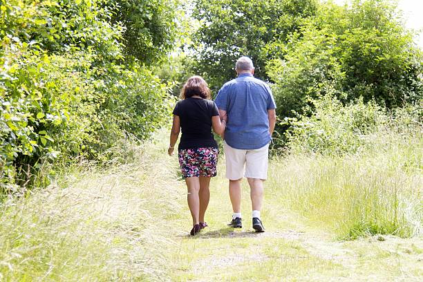 istock mature couple on country walk, back view 547537886