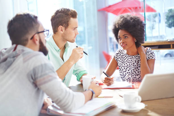 istock Business people talking in meeting 559538359