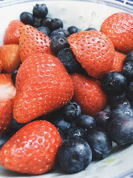 Strawberries And Blueberries In Bowl