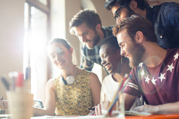 istock Creative business people brainstorming in office meeting 562873145