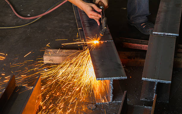 istock Metal cutter, steel cutting with acetylene torch. 564559392