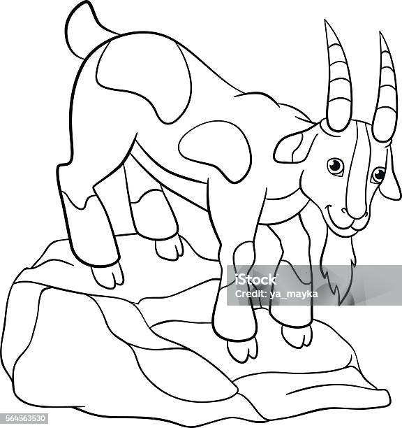 Coloring Pages Farm Animals Cute Billy Goat Stock Illustration - Download Image Now - Agriculture, Animal, Animal Body Part