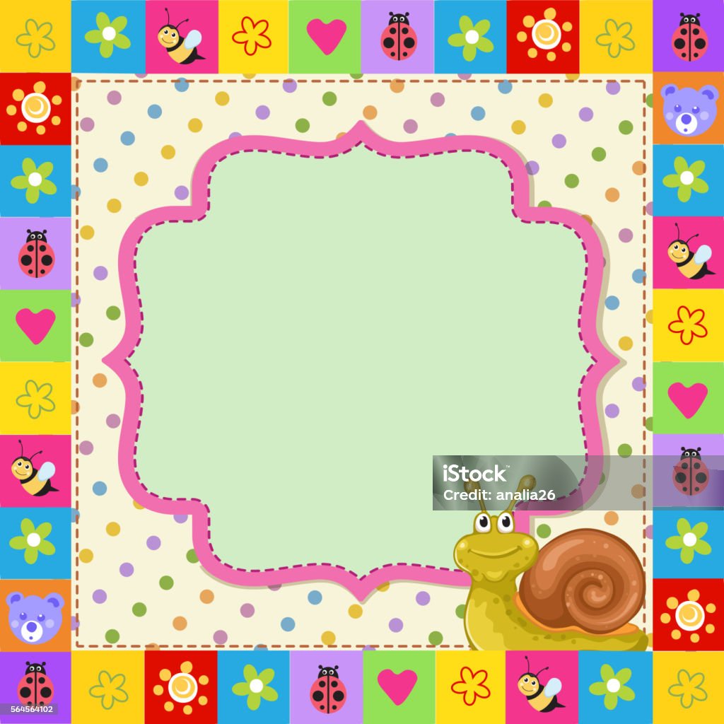 Snails Frame Cute Kid Frame With Cartoon Snail Stock Illustration - Download Image ...