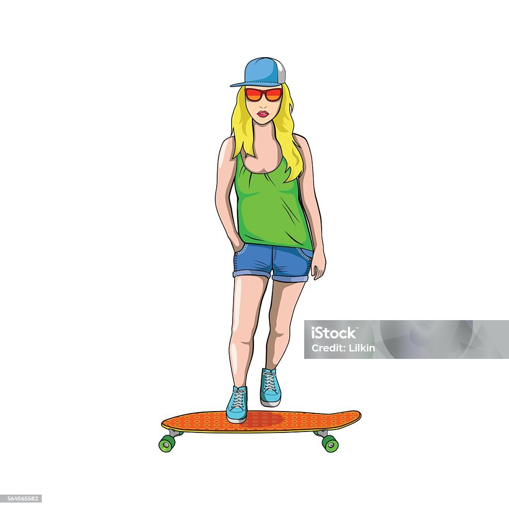 Girl With Skateboard Stock Illustration - Download Image Now - Adolescence,  Adult, Animal - iStock