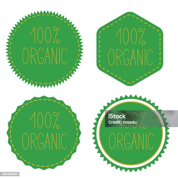 100 Organic Green Badges Stickers Logo Stamp Stock Illustration - Download Image Now - Abstract, Backgrounds, Badge