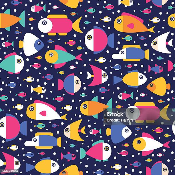Flatt Fish Pattern Flat Fish Pattern Stock Illustration - Download Image Now - Abstract ...