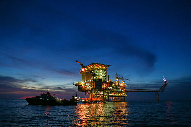 istock Offshore construction platform for production oil and gas 564569904