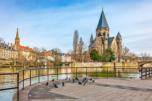 View of Church Temple Neuf in Metz stock photo