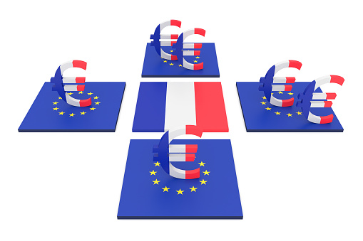 French contribution to the EU, 3d illustration