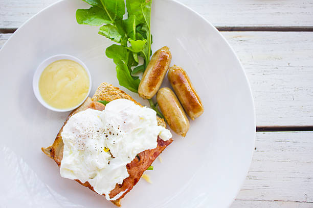 Poached egg breakfast sandwich