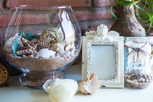 Retro frame on the ladies' table stock photo