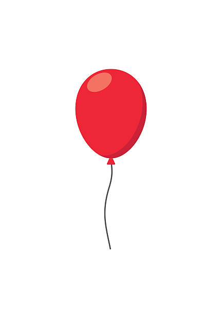 ilustraciones, imágenes clip art, dibujos animados e iconos de stock de globo de aire rojo estilo plano carnaval feliz sorpresa cuerda de helio - balloon