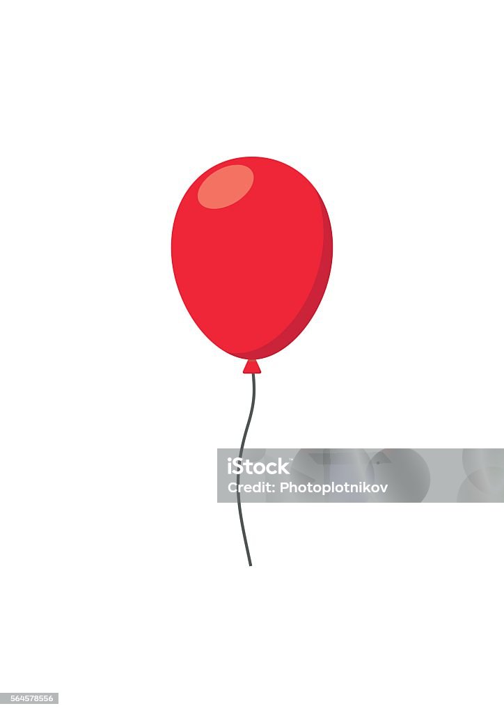 Red air Balloon flat style carnival happy surprise helium string - Royalty-free Balão - Enfeite arte vetorial