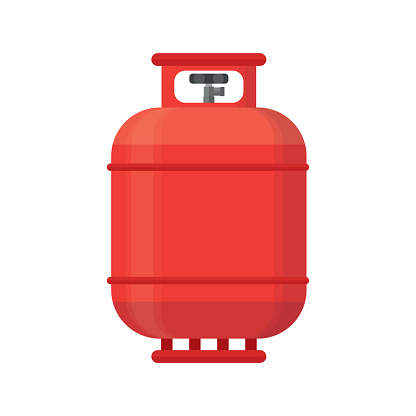 Gas tank icon in flat style. Propane cylinder pressure fuel gas lpd isolated on white background.