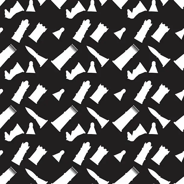 Vector illustration of Seamless monochrome pattern with chess figures