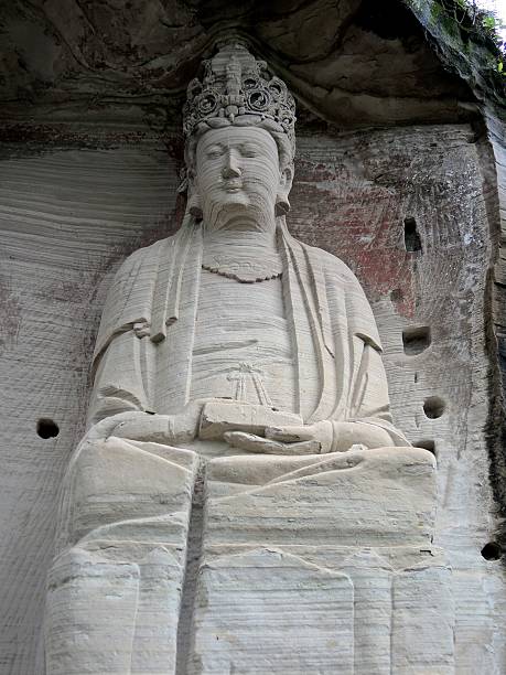 istock Buddhist rock sculptures at Minshansi, Sichuan 564581642