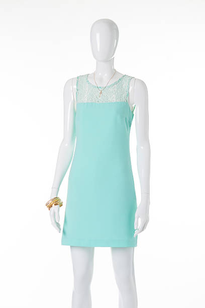 istock Delicate lace turquoise dress. 564585360