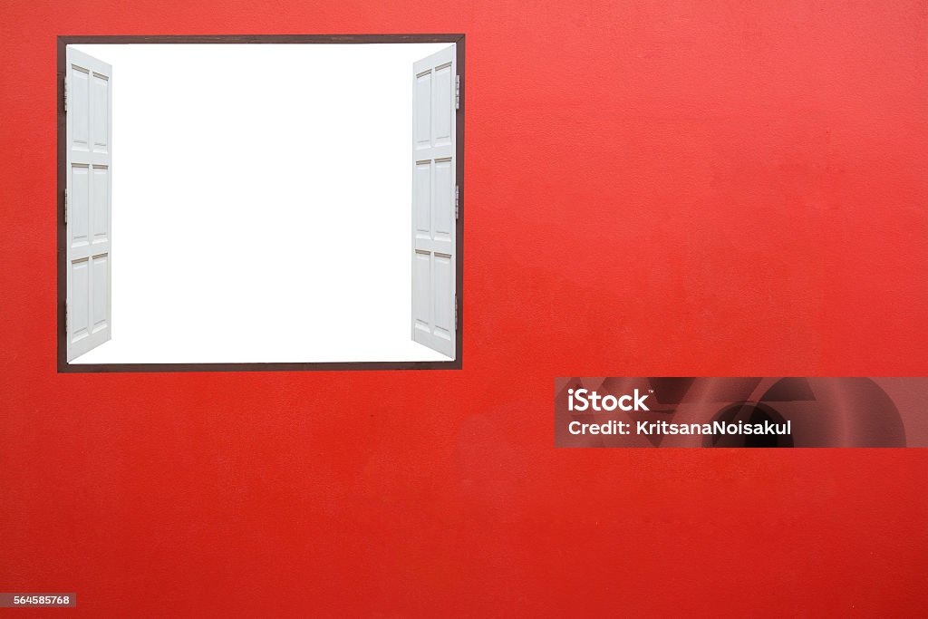 Open Window Inside Red White Wooden Window On Red Wall Stock Photo - Download Image Now ...