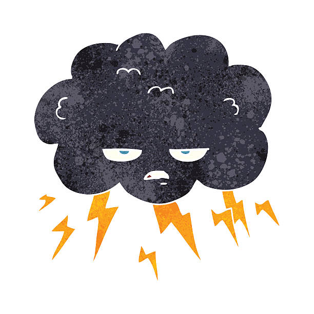 ilustrações de stock, clip art, desenhos animados e ícones de retro mulher thundercloud - cumulonimbus