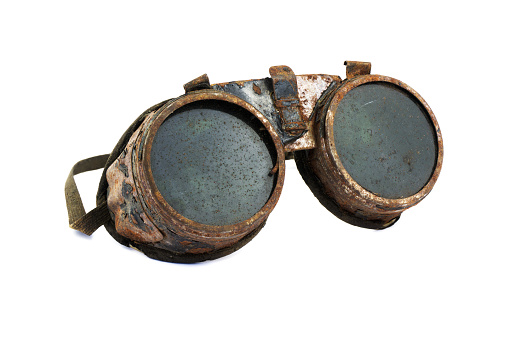 Retro steampunk goggles isolated on white background