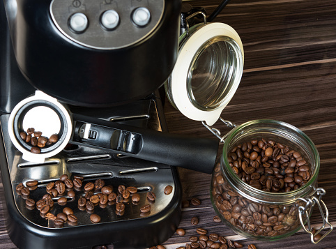 coffee machine with coffee beans
