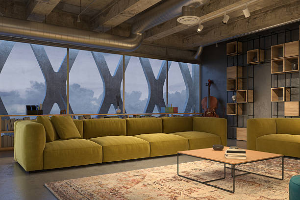 istock Living room with yellow sofa 564596956
