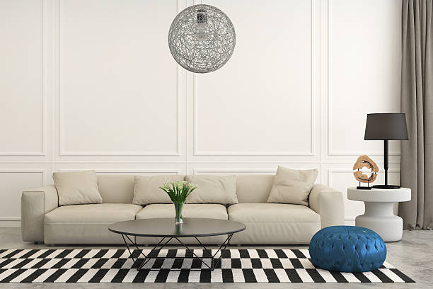 istock Modern retro living room with white sofa 564597612