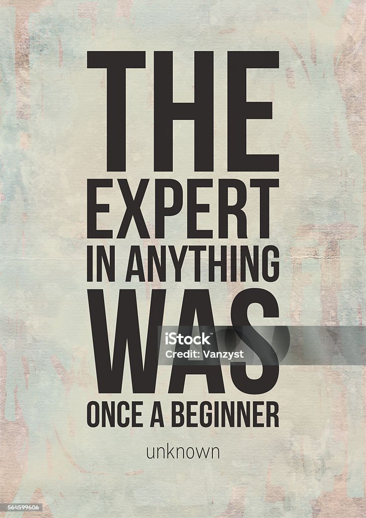 Grunge motivational posters with business quotations THE EXPERT IN ANYTHING WAS ONCE A BEGINNER Motivation Stock Photo