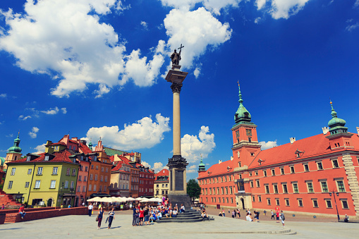 Old town Warsaw with King Zygamunt Column