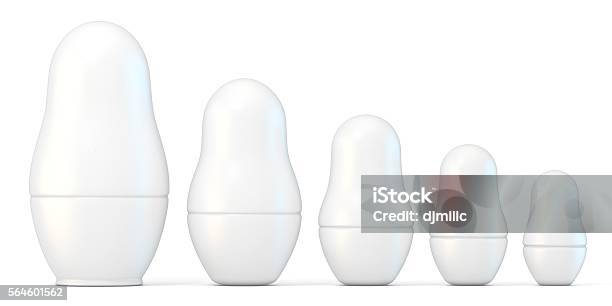 Set Of White Unpainted Matryoshka Dolls 3d Stock Photo - Download Image Now - Russian Nesting Doll, White Background, Cut Out
