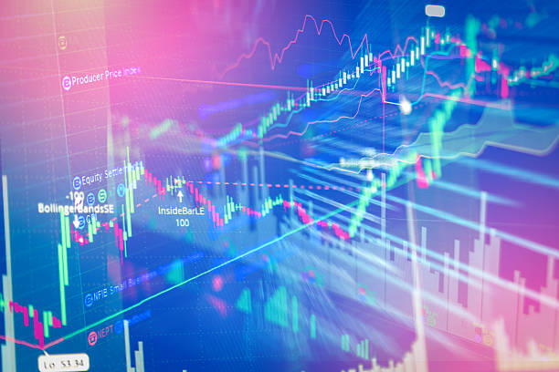 istock Stock market graph and bar chart price display. 564604972