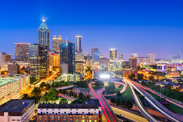 Atlanta, Georgia Skyline Atlanta, Georgia, USA downtown city skyline. atlanta skyline stock pictures, royalty-free photos & images