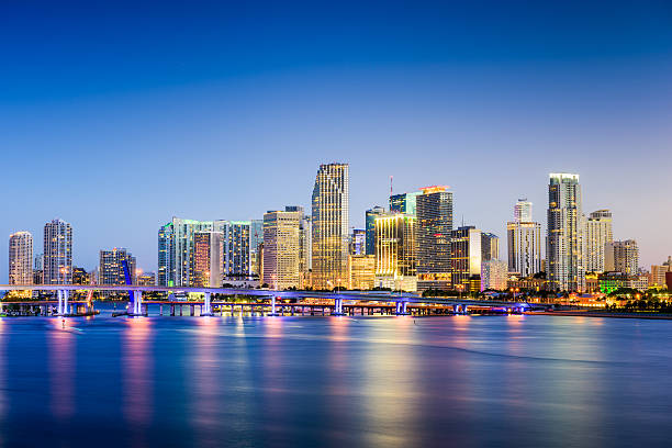 Miami, Florida Skyline Miami, Florida, USA downtown skyline. boulevard photos stock pictures, royalty-free photos & images
