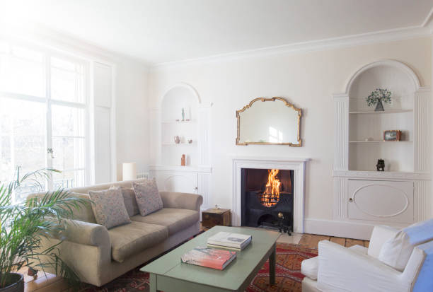 istock Elegant home showcase living room 568519517