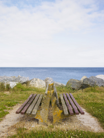 wooden bench by the sea