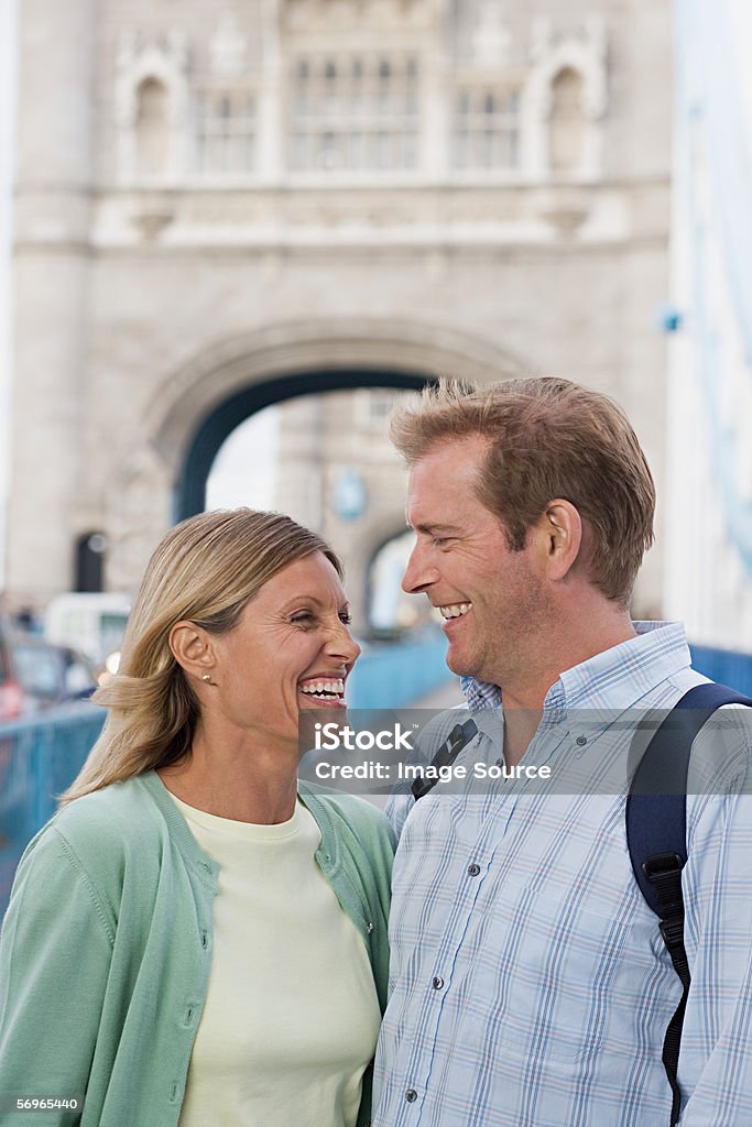 Couple on Tower Bridge  30-39 Years Stock Photo