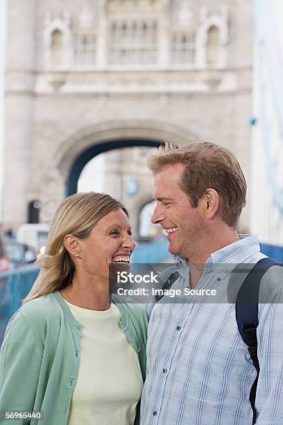 Couple On Tower Bridge Stock Photo - Download Image Now - 30-39 Years, Adult, Adults Only