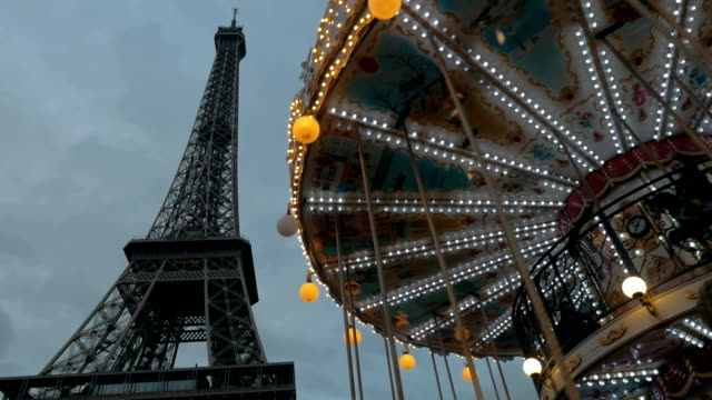 Eiffel Tower and vintage merry-go-round