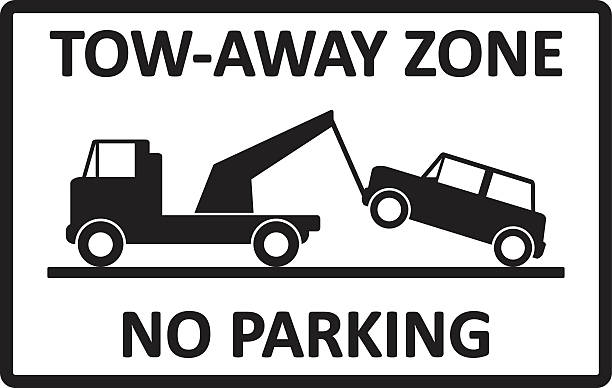 illustrations, cliparts, dessins animés et icônes de tow loin de - service land vehicle warning sign road